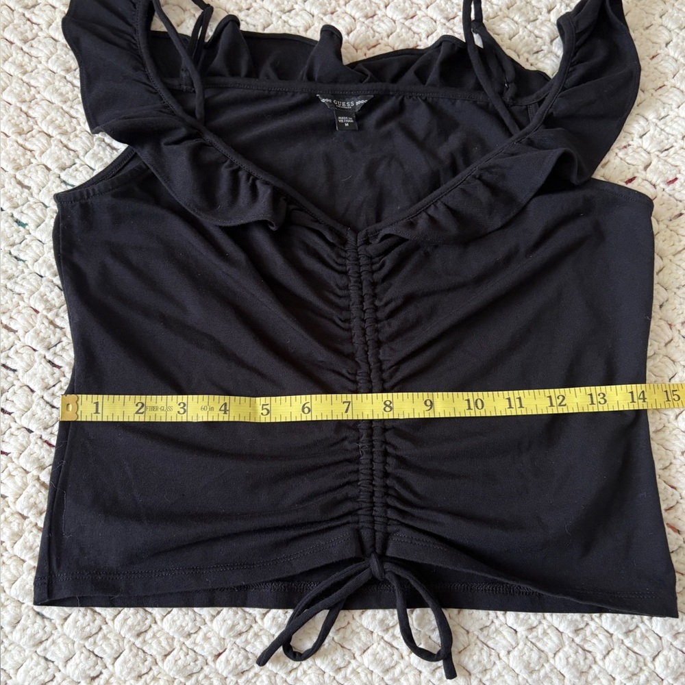 🖤Guess Black Ruched Ruffled Top - Size M 🖤 - Picture 4 of 9